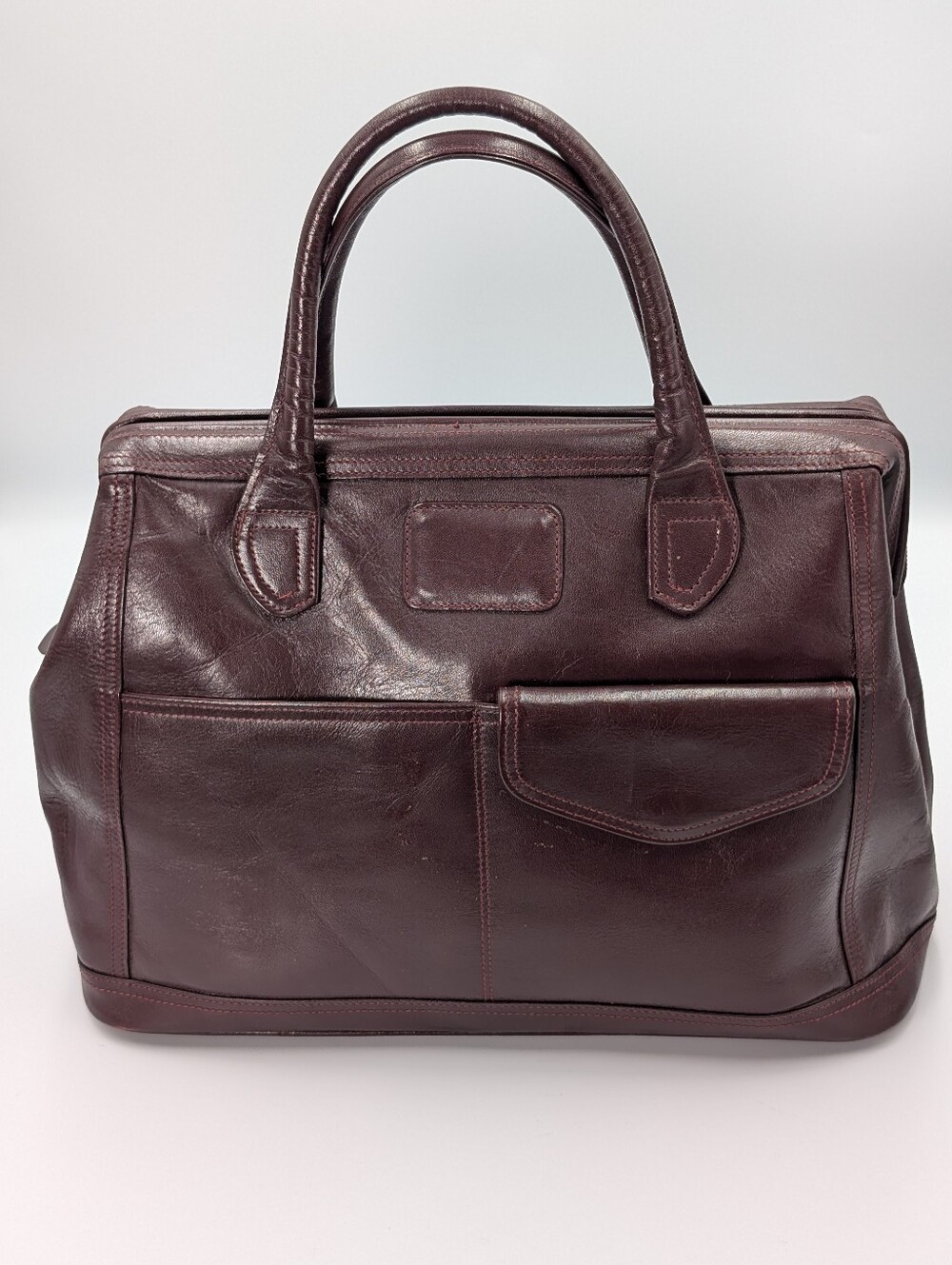 Vintage Handbag TOHPO Sample Doctor's Bag Burgundy Boxcalf Leather